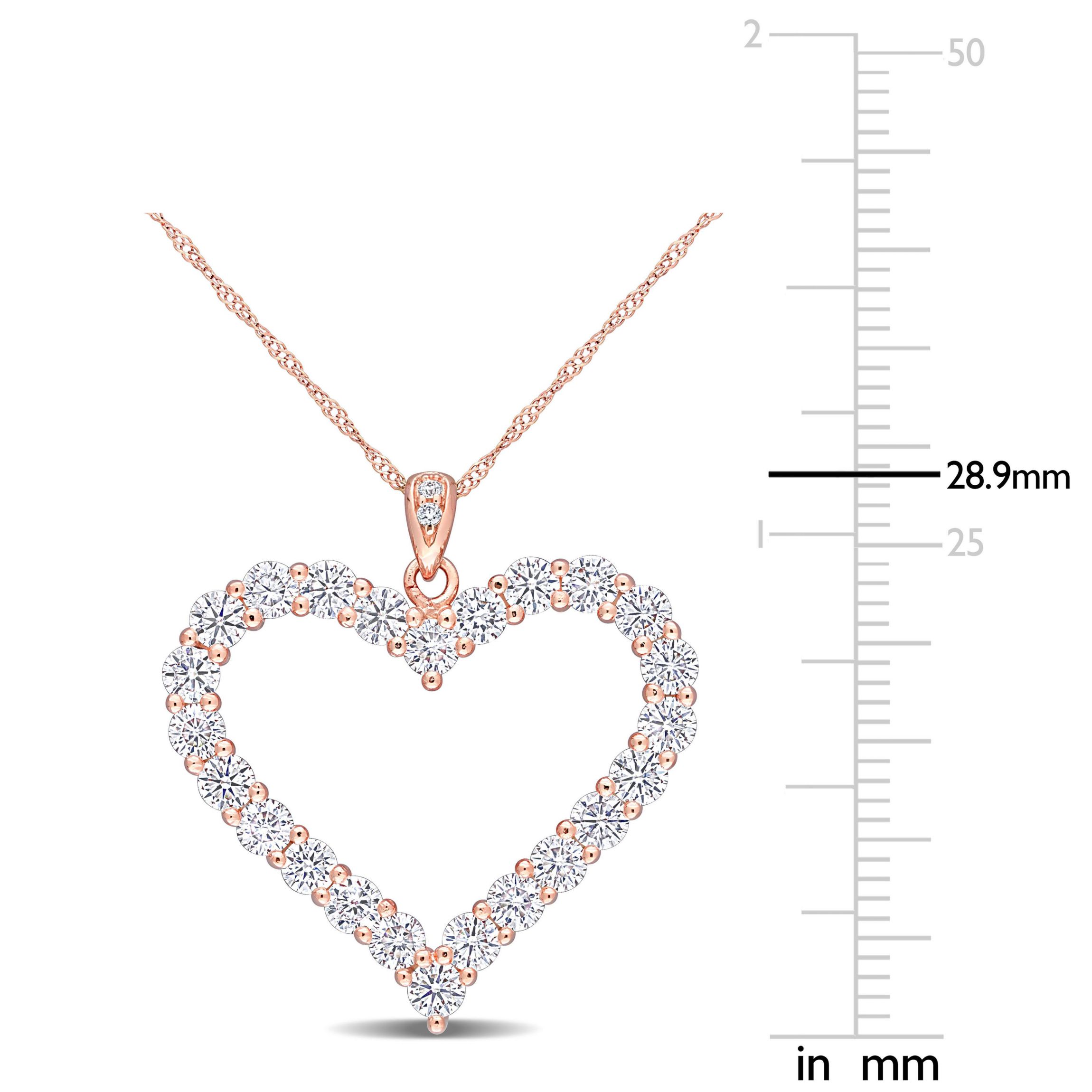 Lab Created 2.42 ct. t.g.w. Created Moissanite Heart Pendant with Chain in Rose Plated Sterling Silver