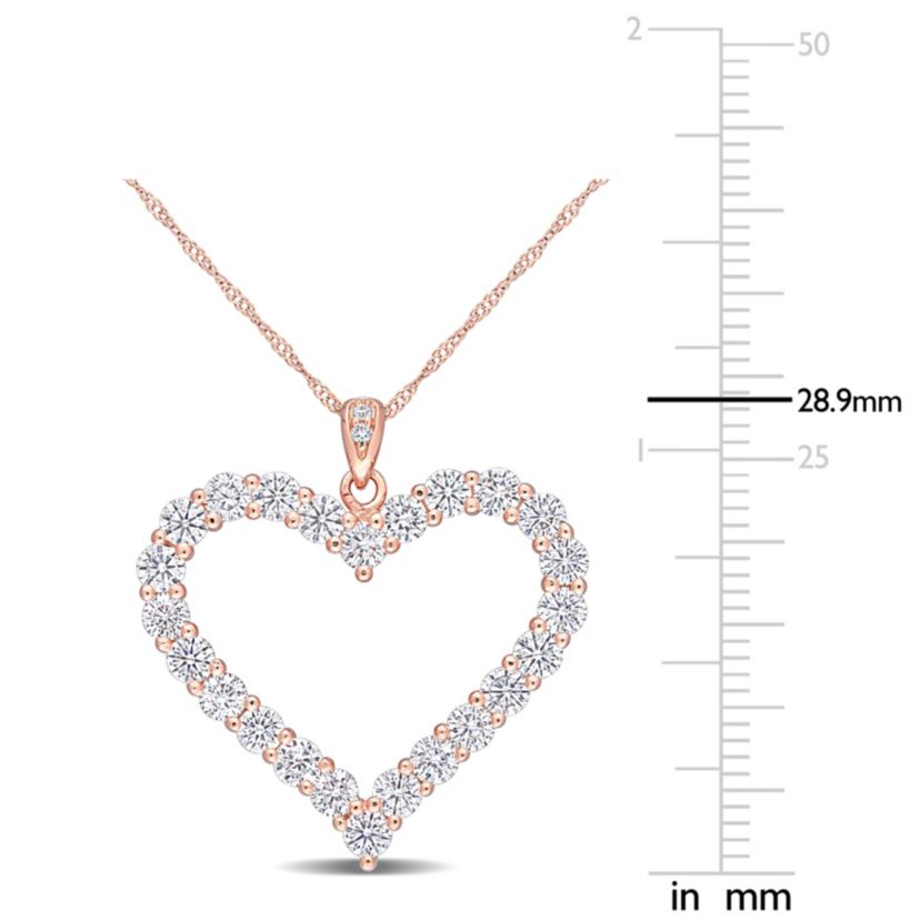 Lab Created 2.42 ct. t.g.w. Created Moissanite Heart Pendant with Chain in Rose Plated Sterling Silver