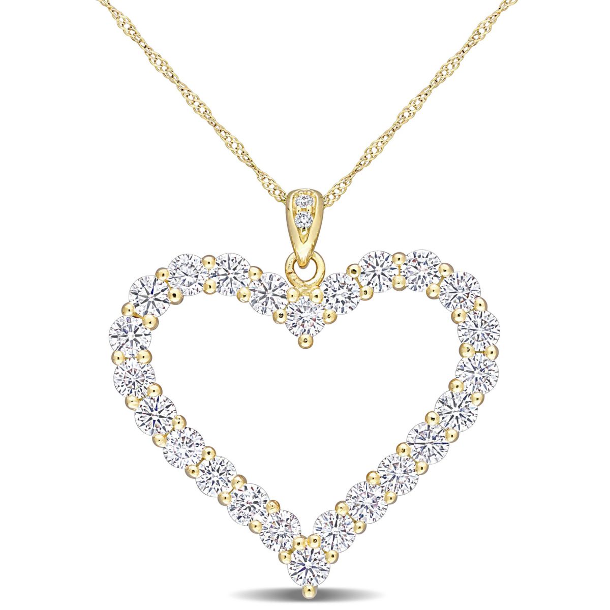 Lab Created 2.42 ct. t.g.w. Created Moissanite Heart Pendant with Chain in Yellow Plated Sterling Silver