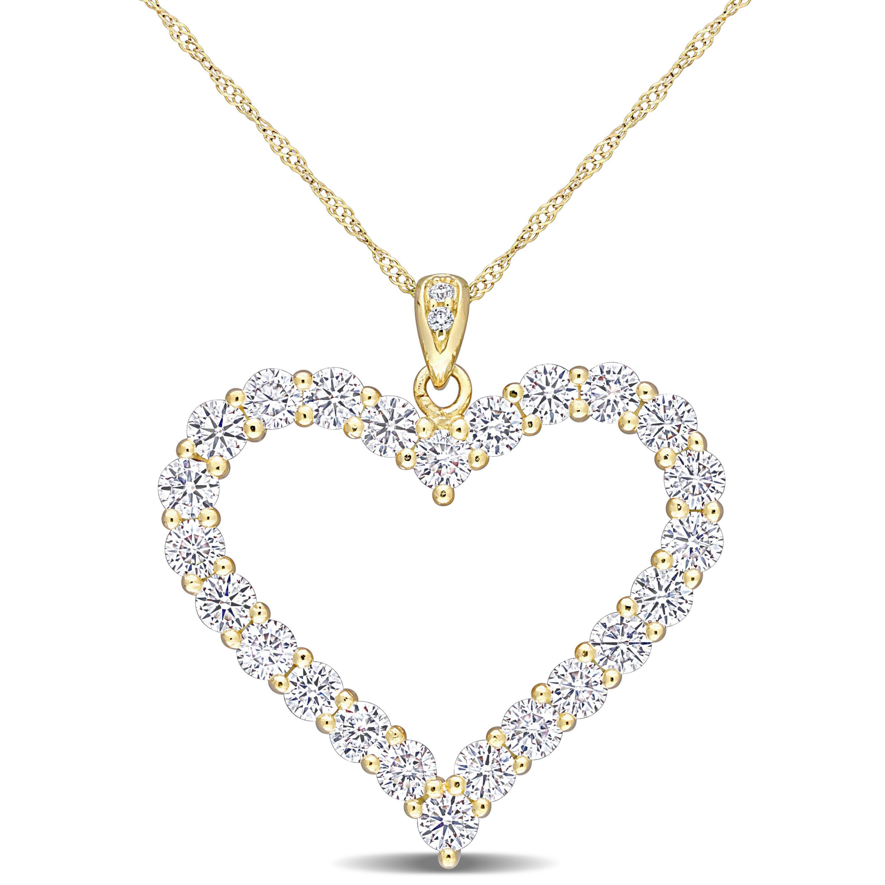 Lab Created 2.42 ct. t.g.w. Created Moissanite Heart Pendant with Chain in Yellow Plated Sterling Silver