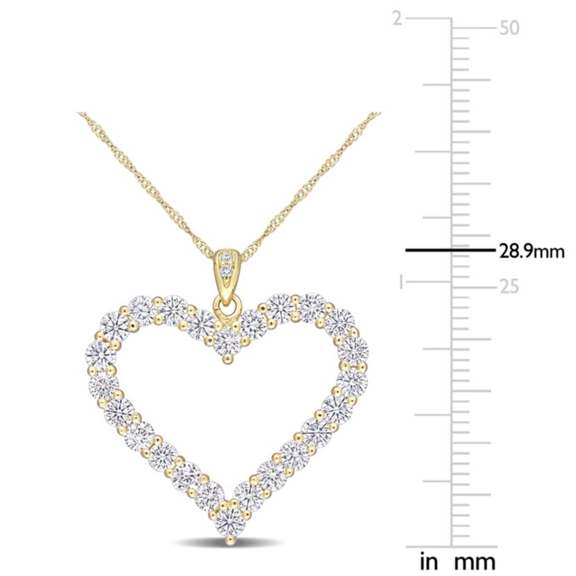 Lab Created 2.42 ct. t.g.w. Created Moissanite Heart Pendant with Chain in Yellow Plated Sterling Silver