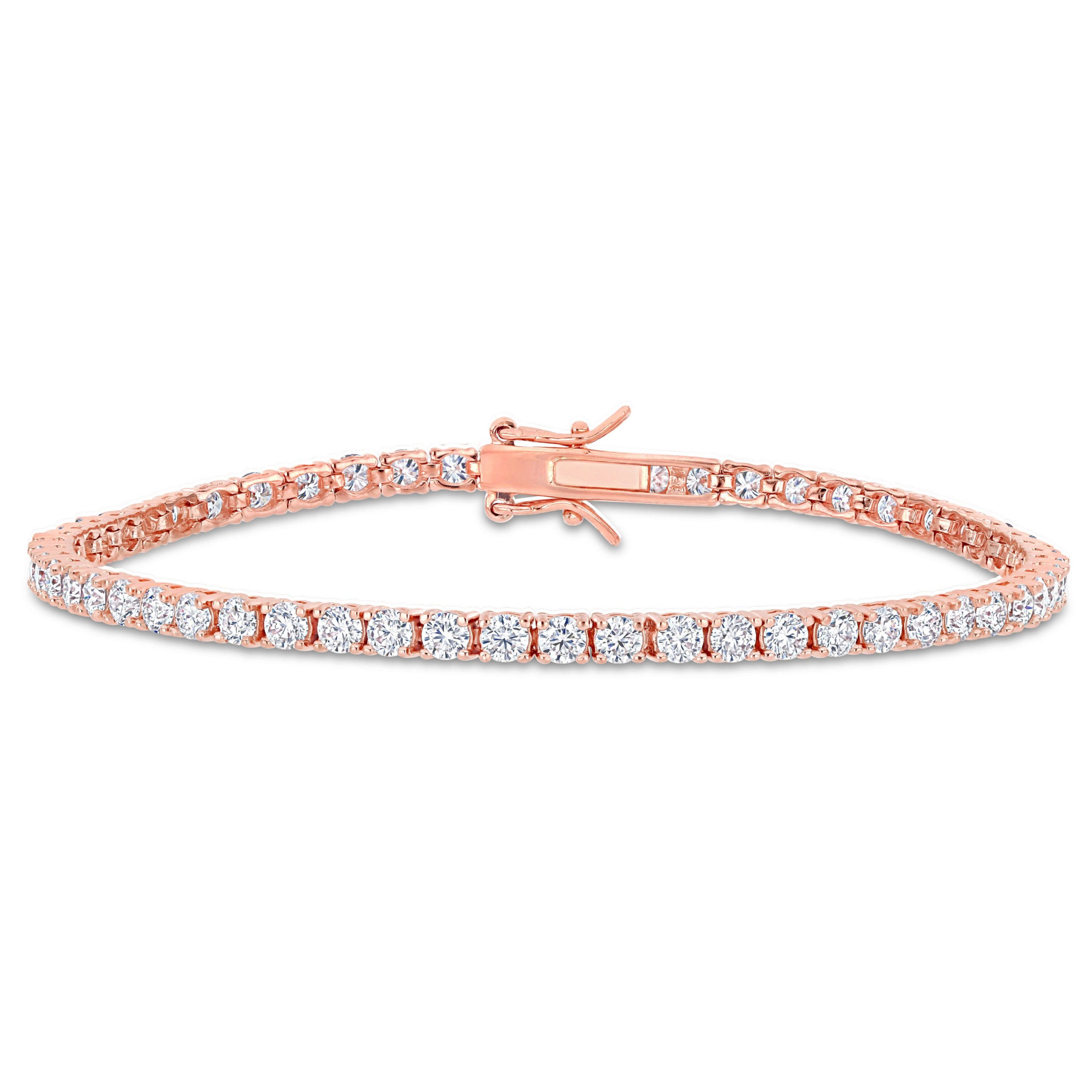 Lab Created 5.1 CT DEW Created Moissanite Tennis Bracelet in Rose Gold Plated Sterling Silver