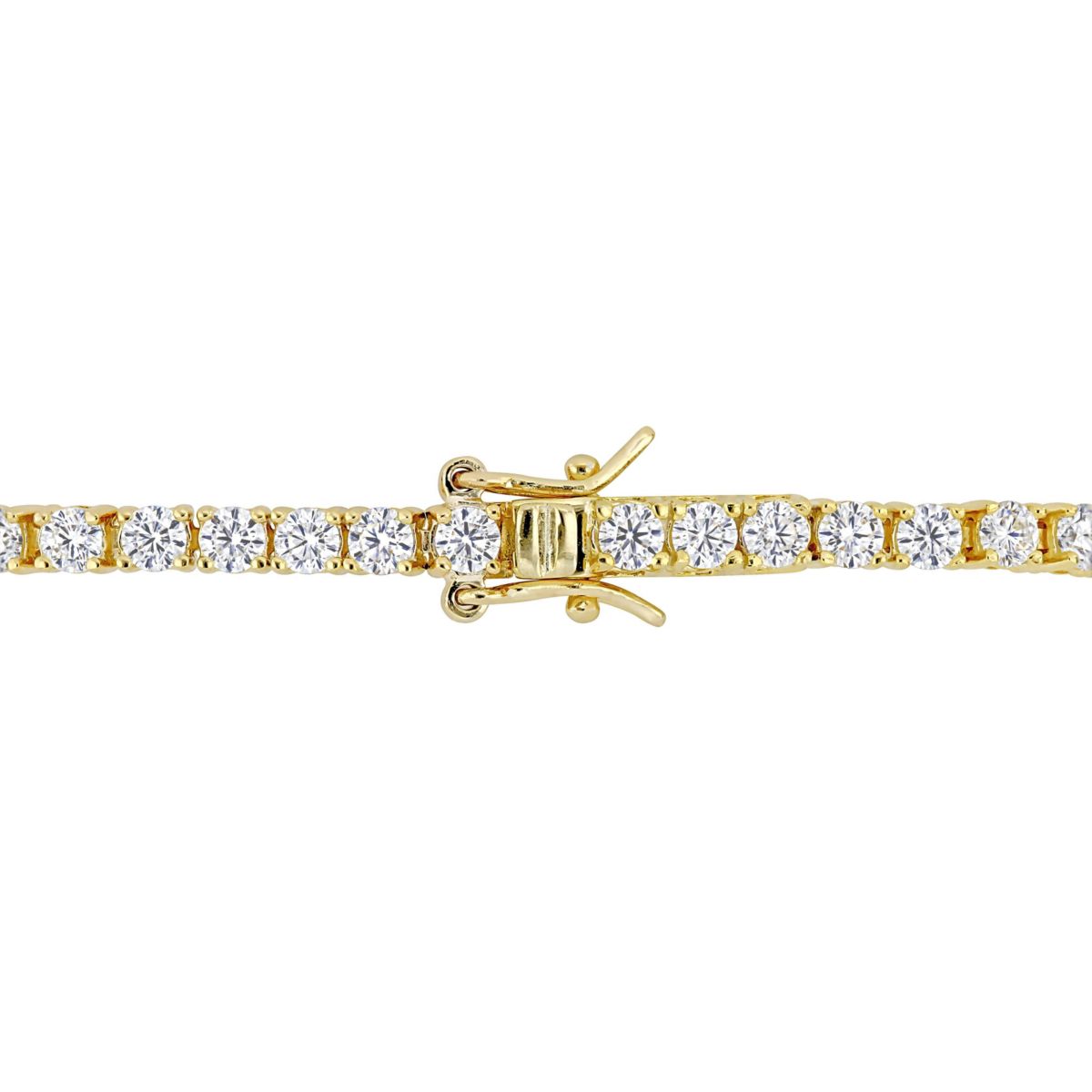 Lab Created 5.1 CT DEW Created Moissanite Tennis Bracelet in Yellow Gold Plated Sterling Silver