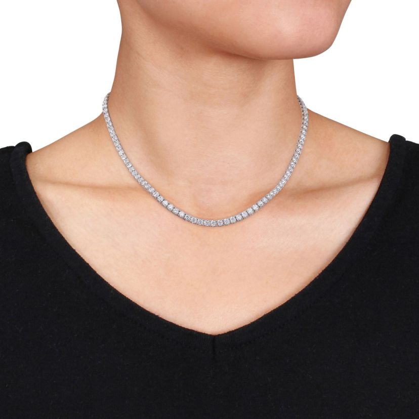 Lab Created 16.95 ct. t.g.w. Created Moissanite Tennis Necklace in 18K White Gold