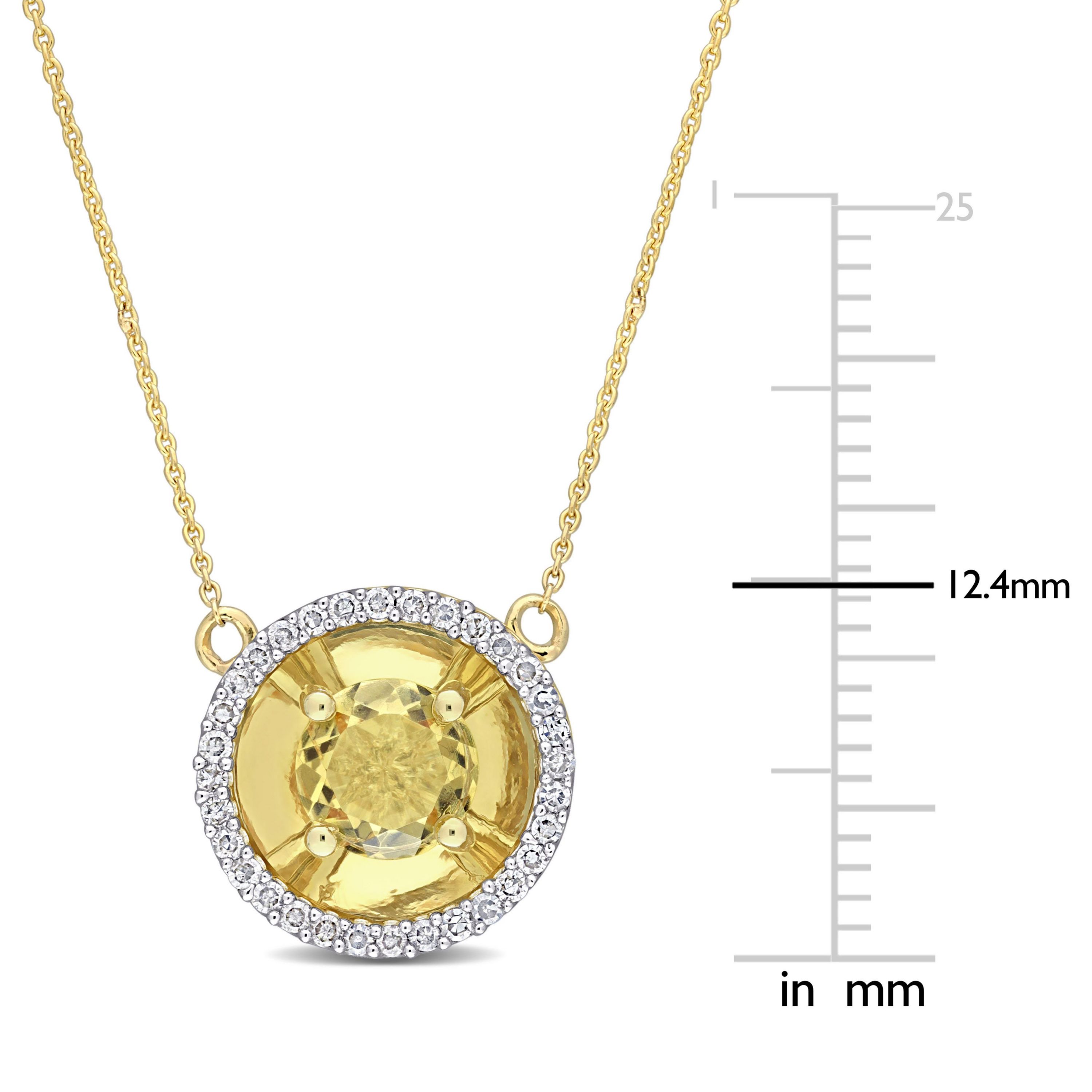 3/4 ct. t.g.w. Citrine and 1/6 ct. t.w. Diamond Margarita Style Pendant with Chain in 10K Yellow Gold