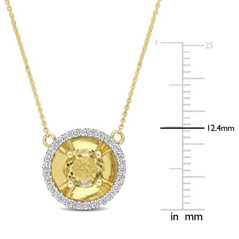 3/4 ct. t.g.w. Citrine and 1/6 ct. t.w. Diamond Margarita Style Pendant with Chain in 10K Yellow Gold