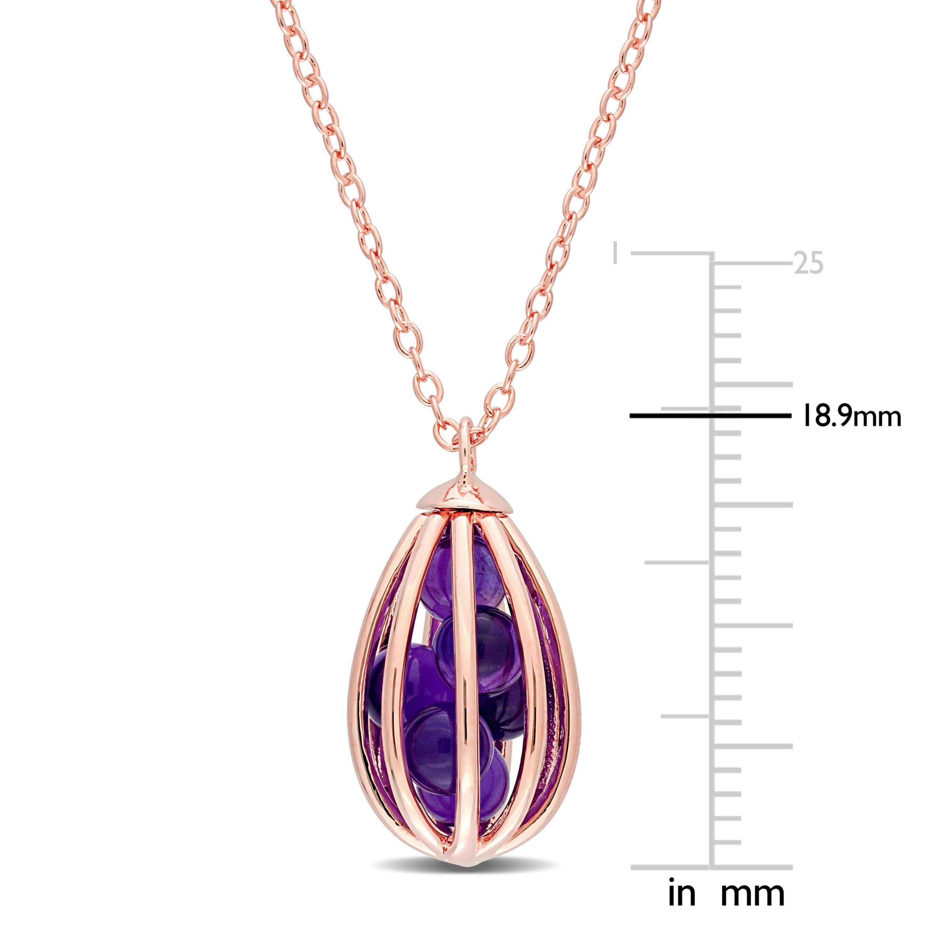2.7 ct. t.g.w. Amethyst Cage Pendant with Chain in Rose Plated Sterling Silver