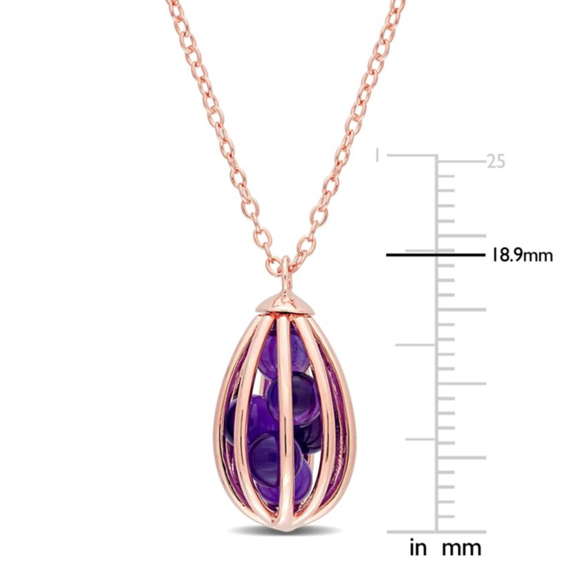 2.7 ct. t.g.w. Amethyst Cage Pendant with Chain in Rose Plated Sterling Silver