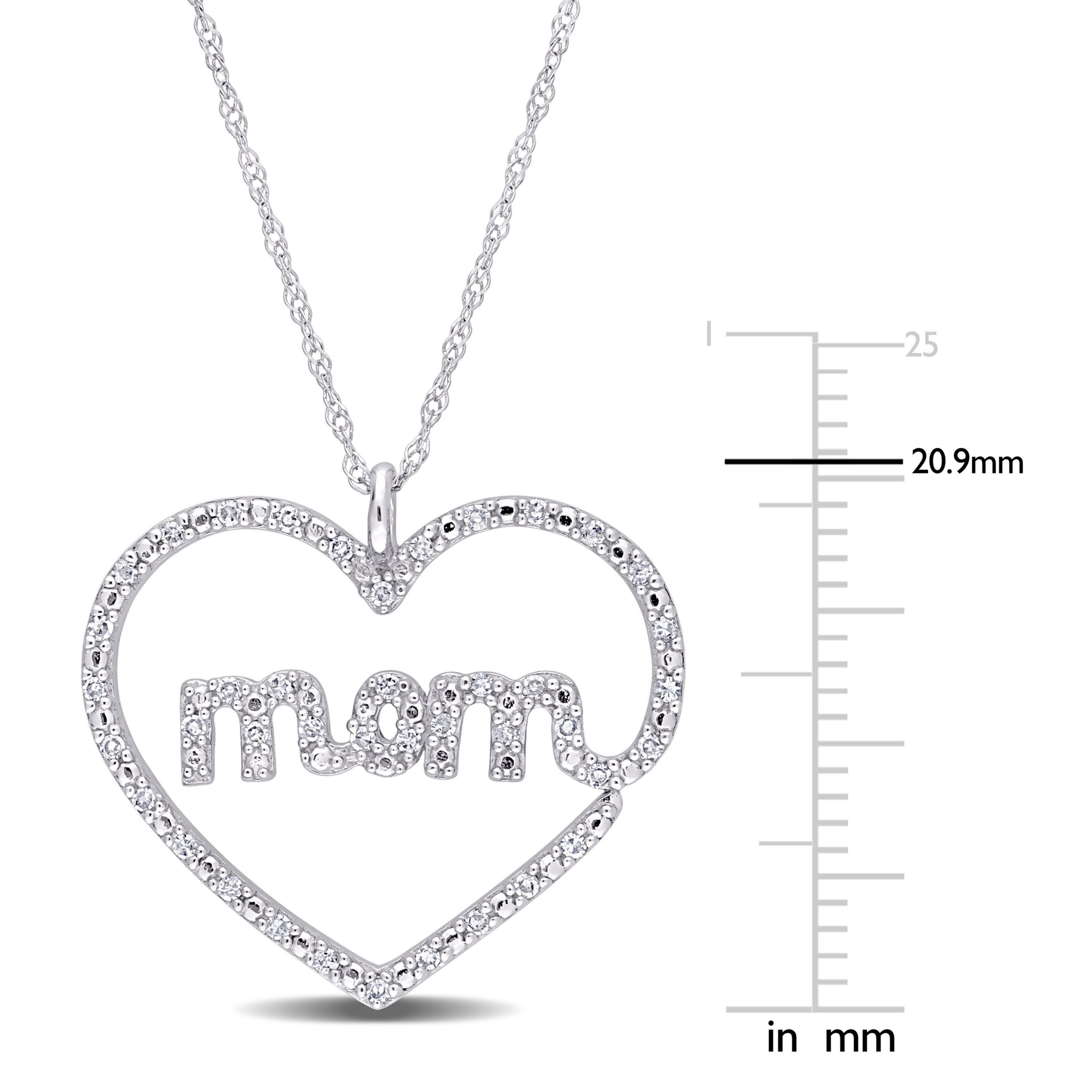 1/5 ct. t.w. Diamond Heart "MOM" Pendant with Chain in 10K White Gold