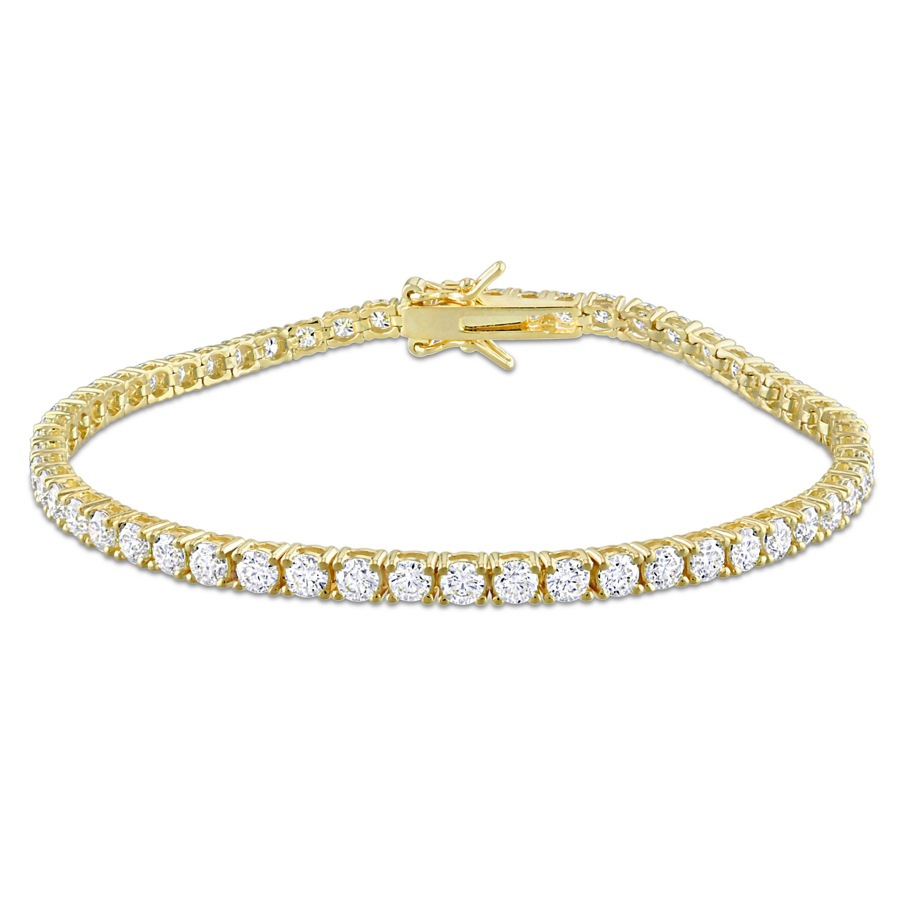 Lab Created 5.62 CT TGW Created Moissanite Tennis Bracelet in Yellow Plated Sterling Silver