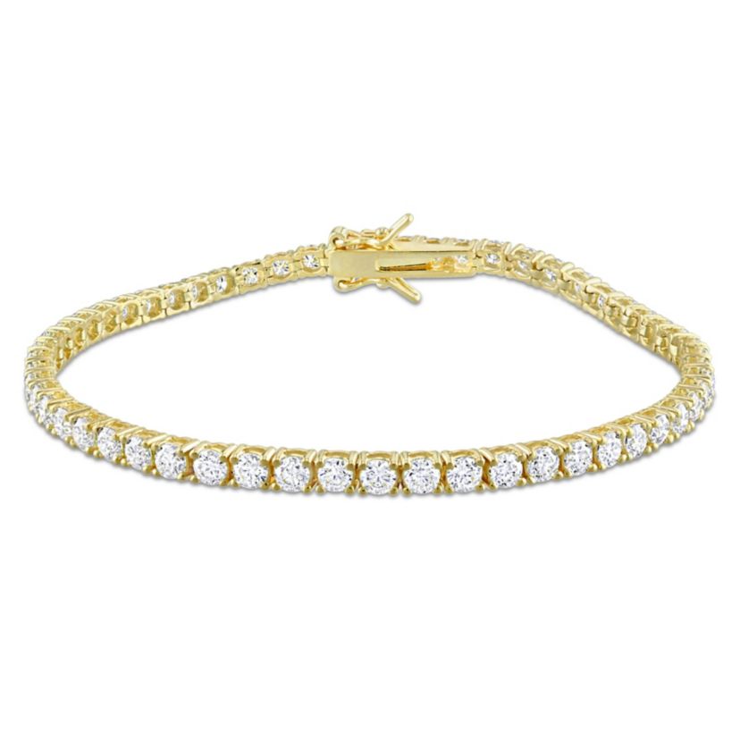 Lab Created 5.62 CT TGW Created Moissanite Tennis Bracelet in Yellow Plated Sterling Silver