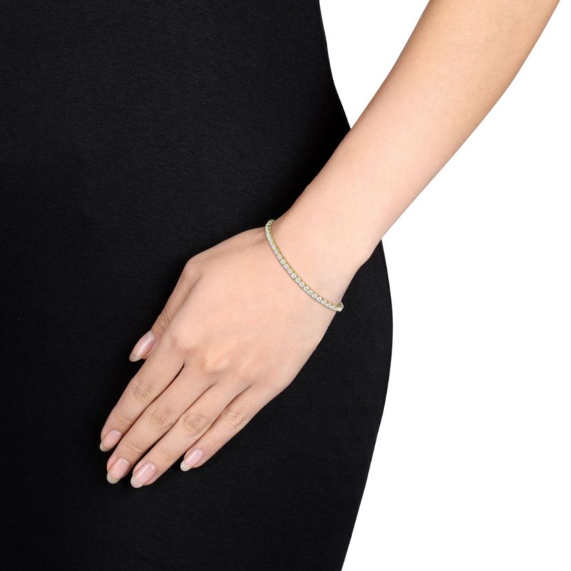 Lab Created 5.62 CT TGW Created Moissanite Tennis Bracelet in Yellow Plated Sterling Silver