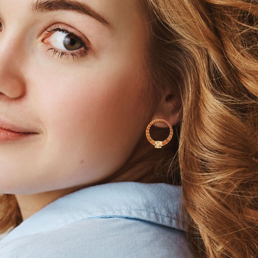2.86 ct. t.g.w. Citrine and Madeira Citrine Graduated Open Circle Earrings in 18K Yellow Gold Plated Sterling Silver