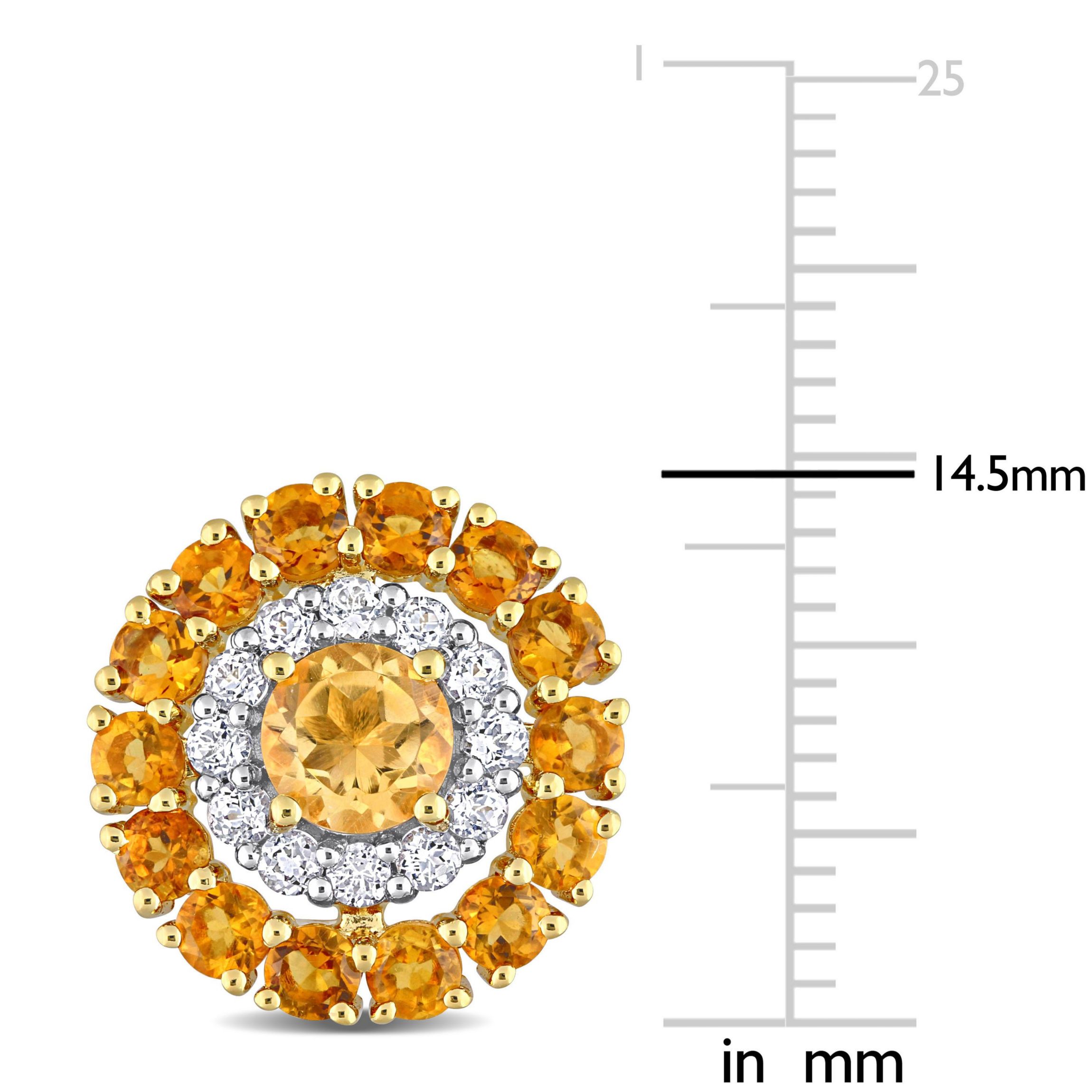 3.52 ct. t.g.w. Citrine, Madeira Citrine and White Topaz Stud Earrings in 18K Yellow Gold Plated Sterling Silver