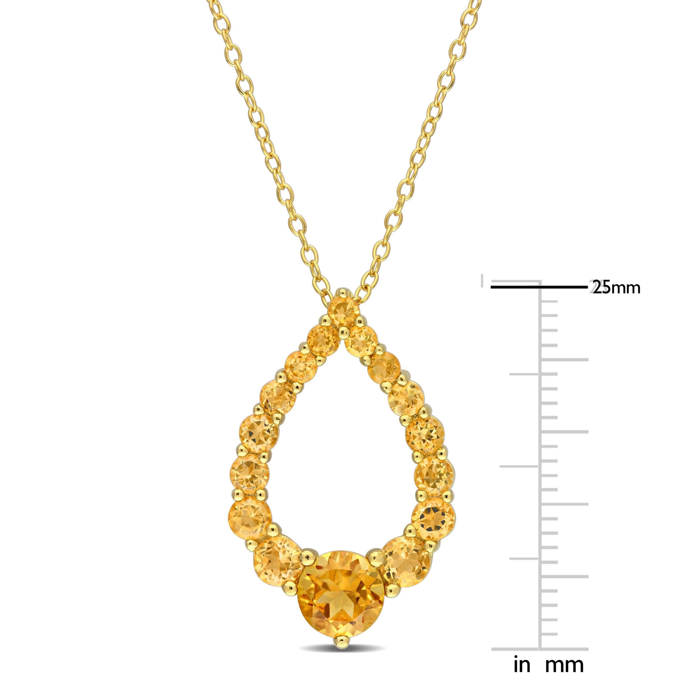 2 ct. t.g.w. Citrine, Madeira Citrine and Honey Citrine Graduated Open Teardrop Pendant with Chain in 18K Yellow Gold Plated Sterling Silver