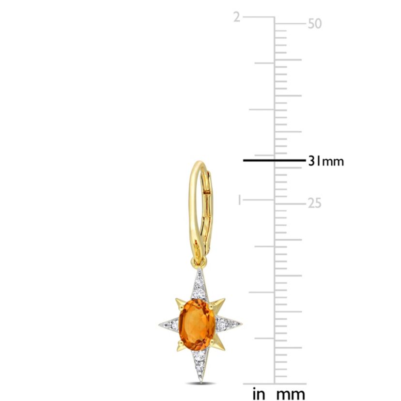 1.72 ct. t.g.w. Madeira Citrine and White Topaz Drop Earrings in 18K Yellow Gold Plated Sterling Silver