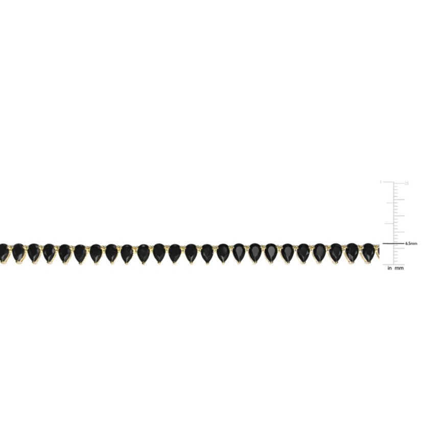 Lab Created 44.5 ct. t.g.w. Created Black Spinel Tennis Necklace in Yellow Plated Sterling Silver