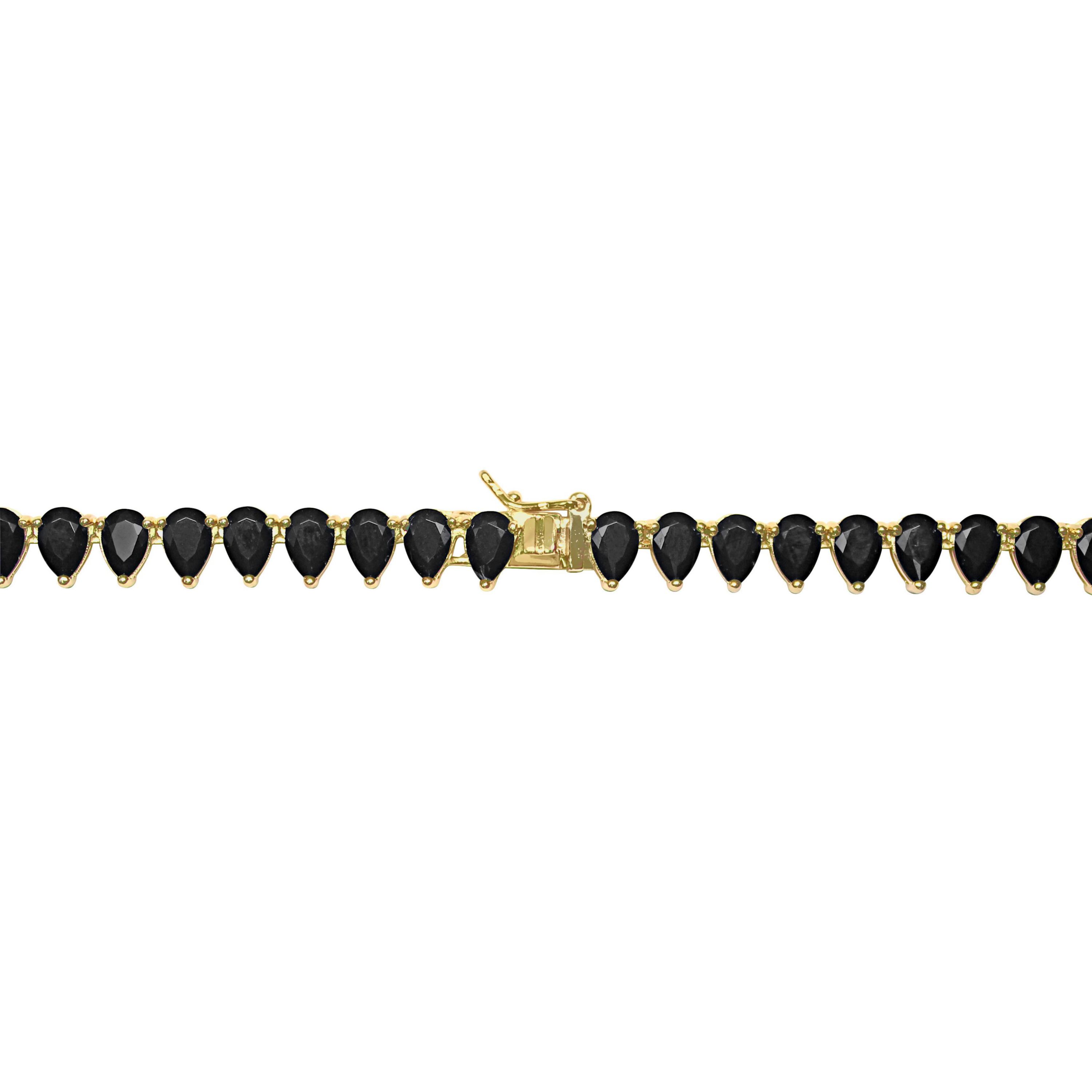 Lab Created 44.5 ct. t.g.w. Created Black Spinel Tennis Necklace in Yellow Plated Sterling Silver