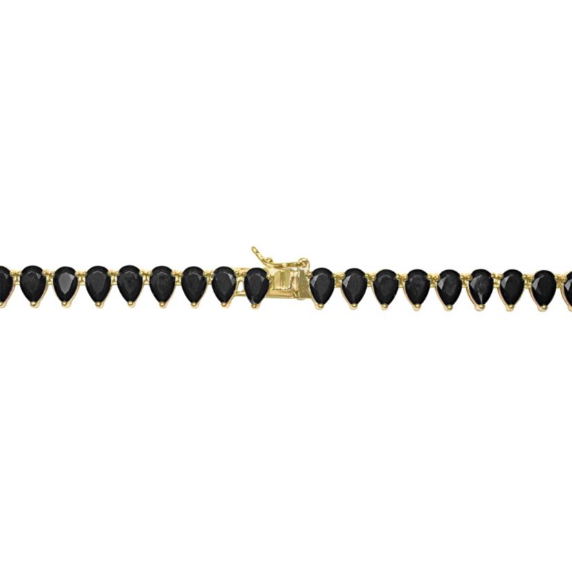 Lab Created 44.5 ct. t.g.w. Created Black Spinel Tennis Necklace in Yellow Plated Sterling Silver
