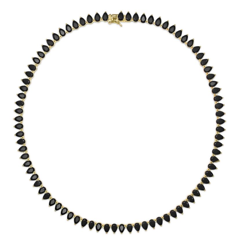 Lab Created 44.5 ct. t.g.w. Created Black Spinel Tennis Necklace in Yellow Plated Sterling Silver