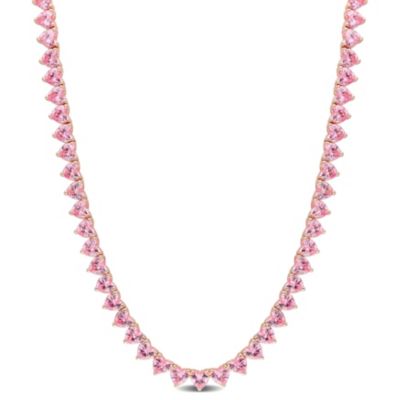 Created Gemstone Tennis Necklace in Sterling Silver