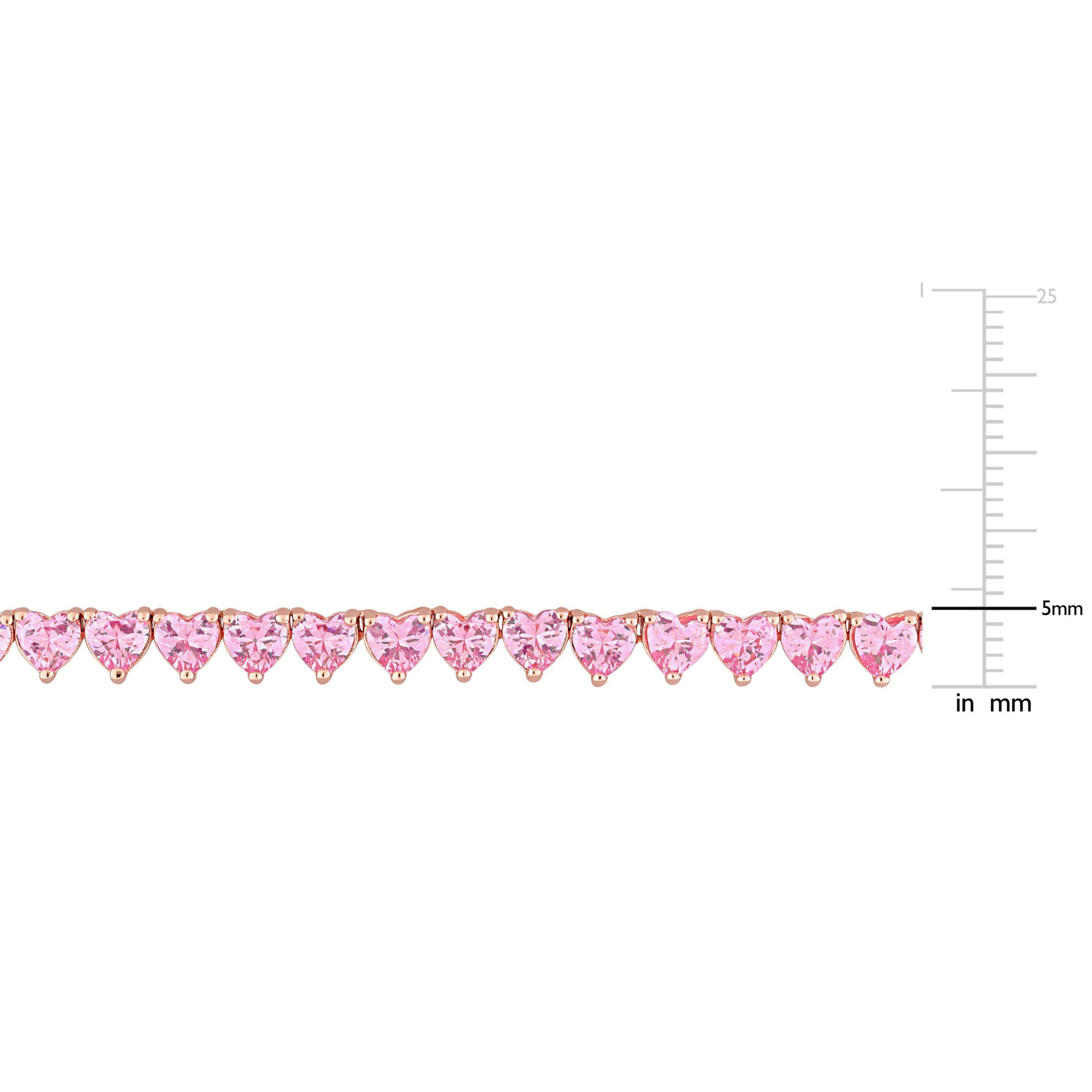 Lab Created 31.2 ct. t.g.w. Created Pink Sapphire Tennis Necklace in Rose Plated Sterling Silver