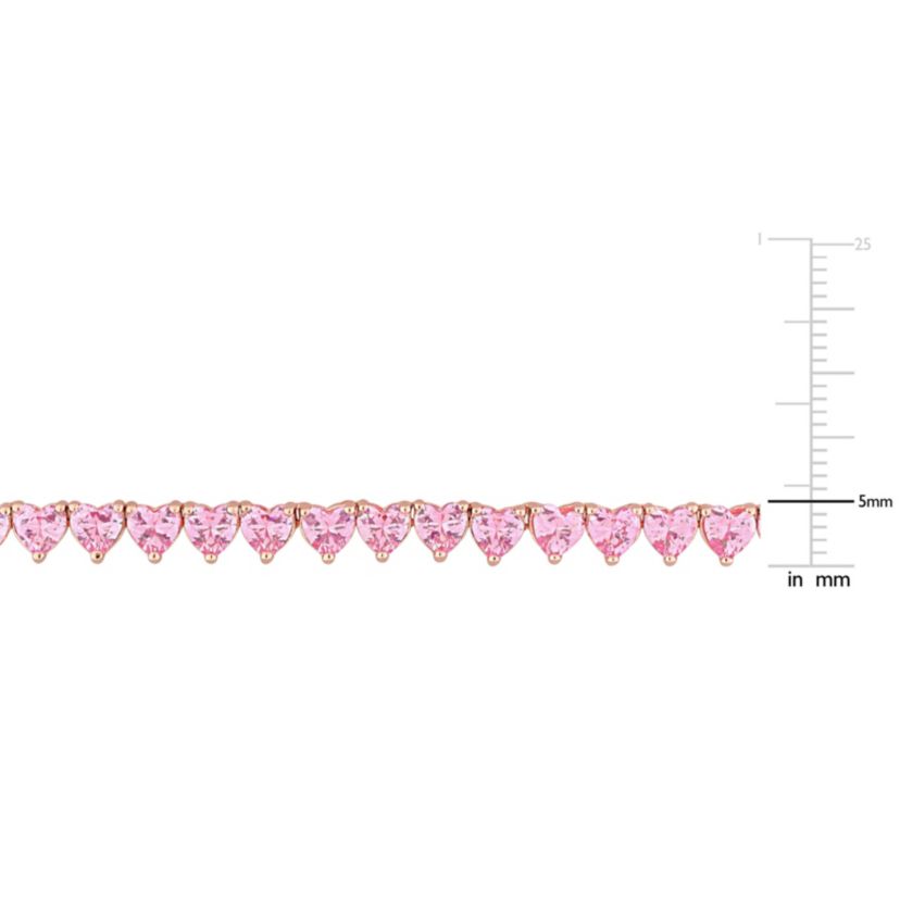 Lab Created 31.2 ct. t.g.w. Created Pink Sapphire Tennis Necklace in Rose Plated Sterling Silver