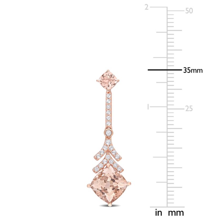 5 ct. t.g.w. Morganite and White Topaz Drop Earrings in 10K Rose Gold