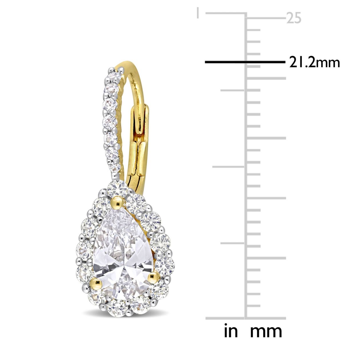 Lab Created Created White Sapphire Teardrop Earrings in Yellow Plated Sterling Silver