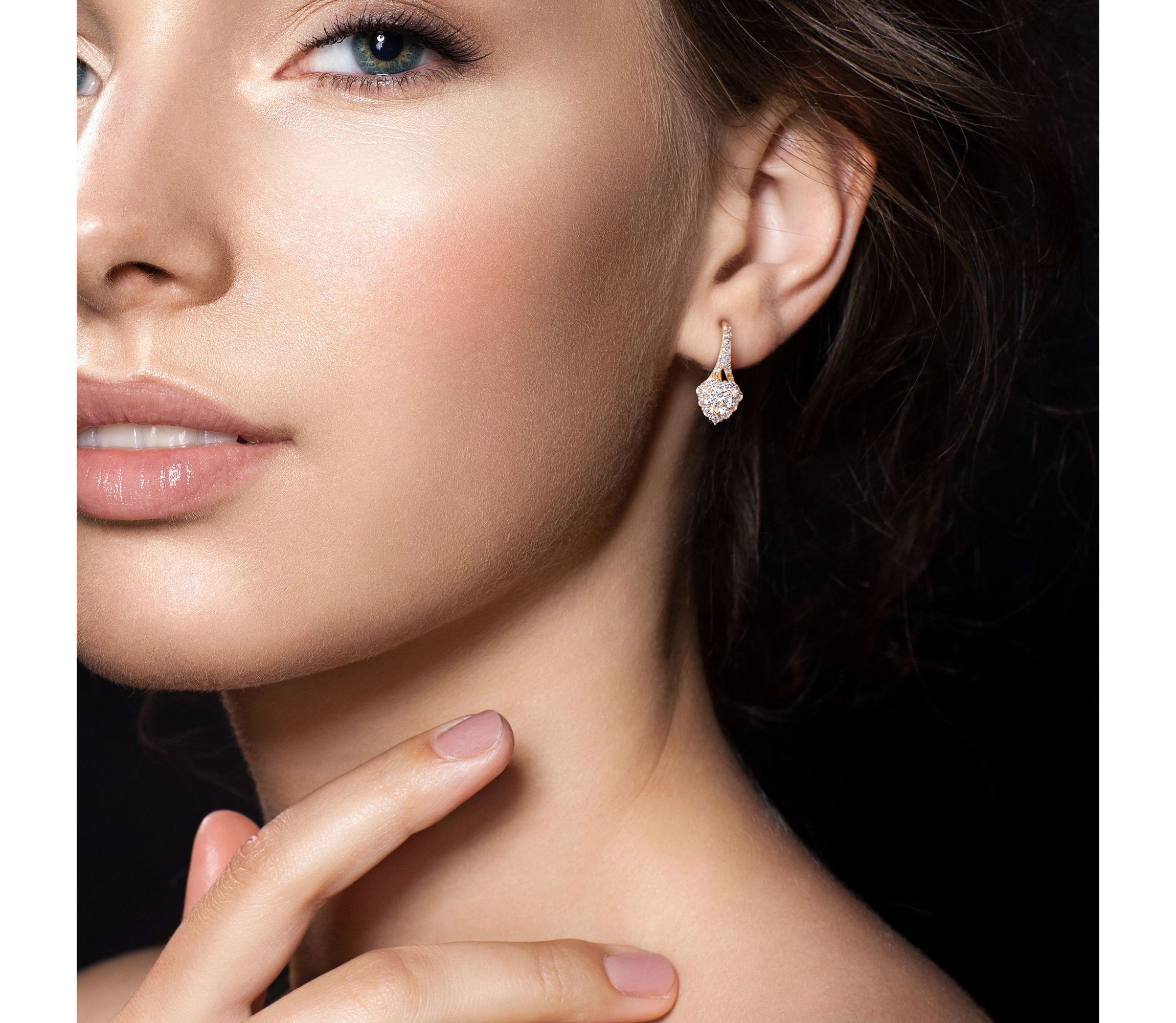 Lab Created 2.4 CT TGW Created White Sapphire Halo Heart Leverback Earrings in Yellow Plated Sterling Silver