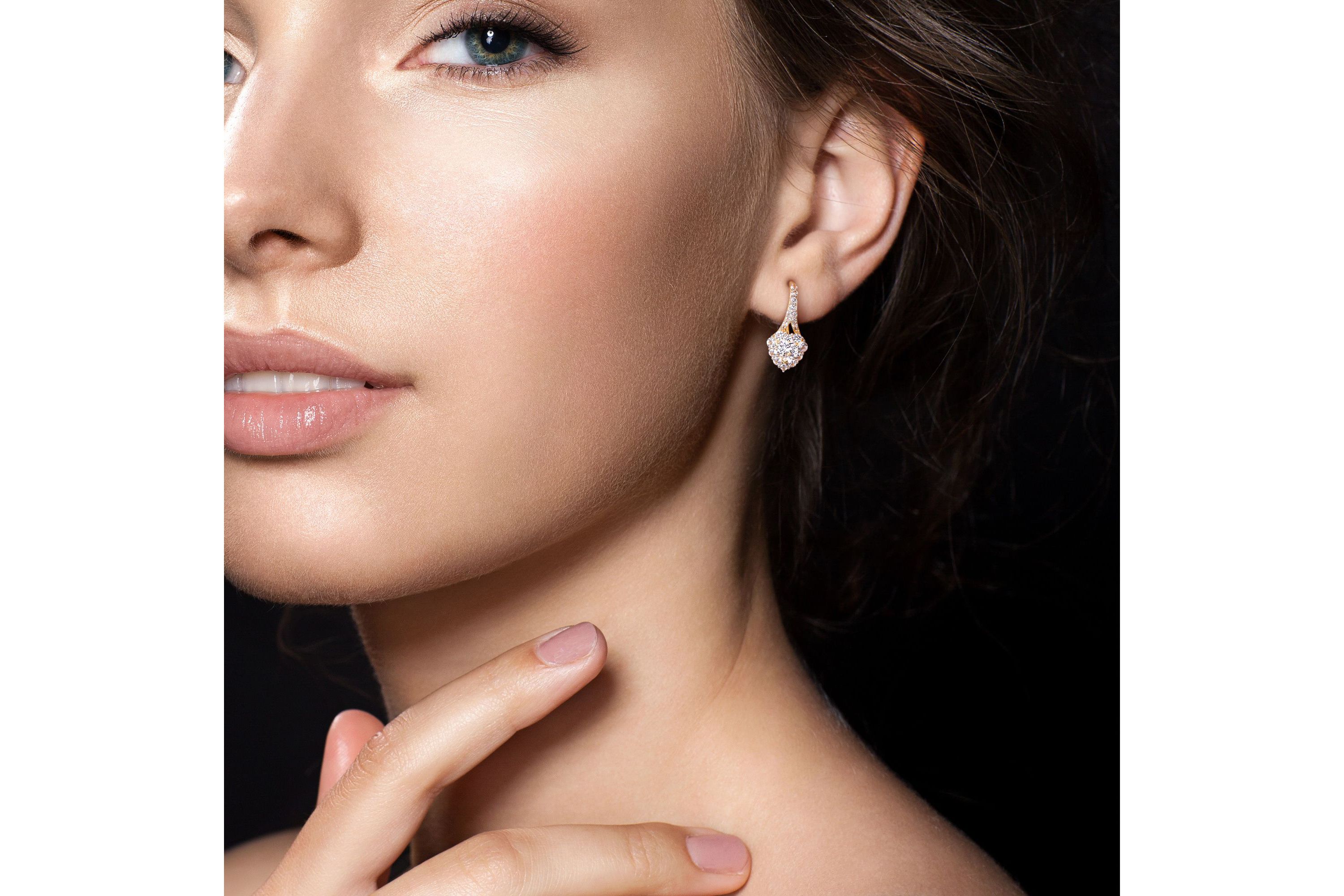 Lab Created 2.4 CT TGW Created White Sapphire Halo Heart Leverback Earrings in Yellow Plated Sterling Silver