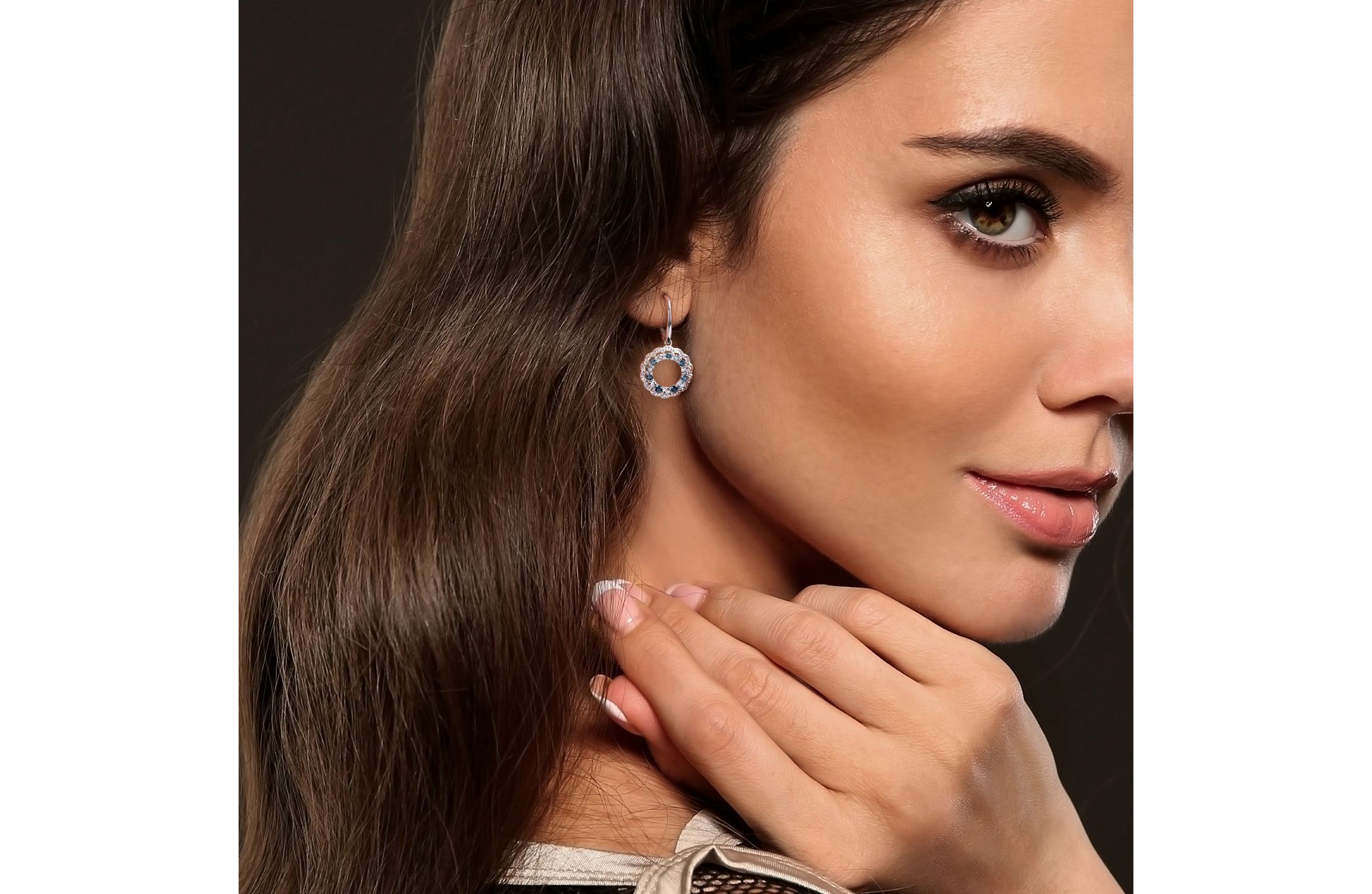 2 ct. t.g.w. Sky Blue, London Blue and White Topaz Open Circle Drop Earrings in Sterling Silver