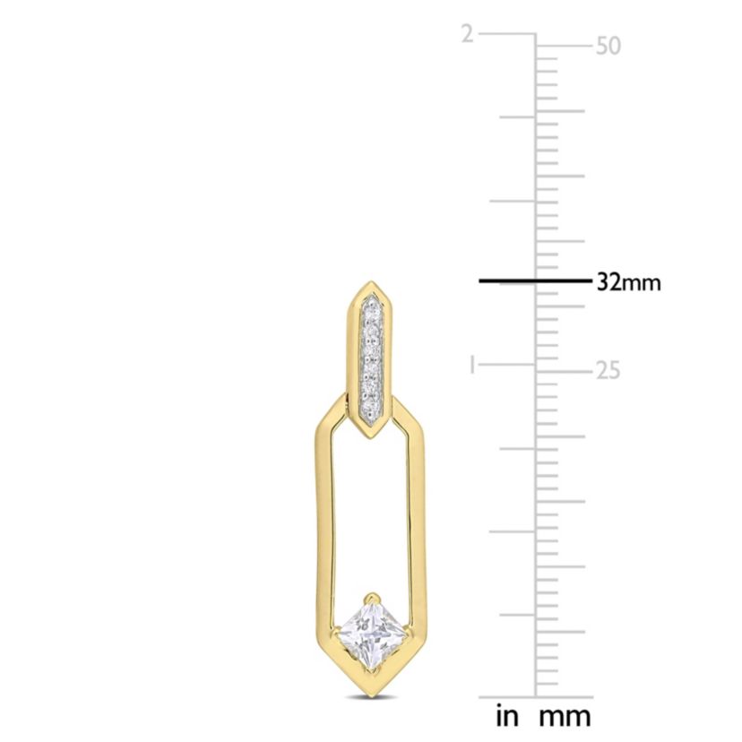1 ct. t.g.w. White Topaz Dangle Earrings in Yellow Plated Sterling Silver