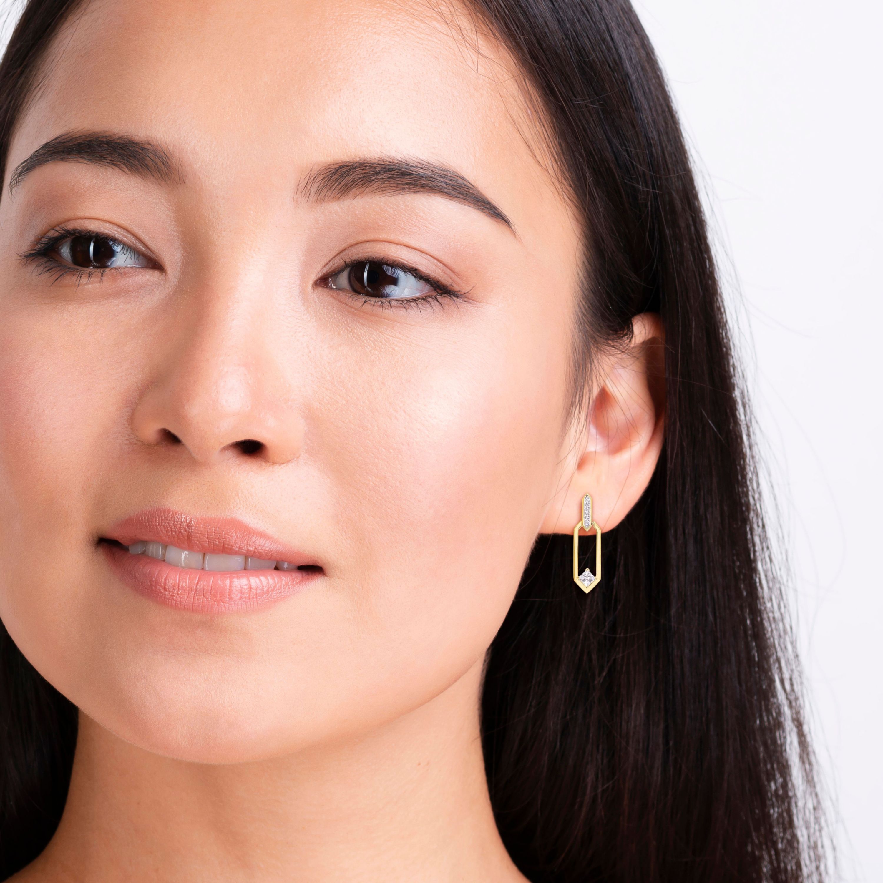 1 ct. t.g.w. White Topaz Dangle Earrings in Yellow Plated Sterling Silver