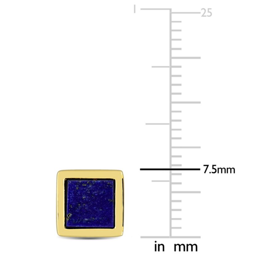 1 CT TGW Lapis Square Stud Earrings in Yellow Plated Sterling Silver