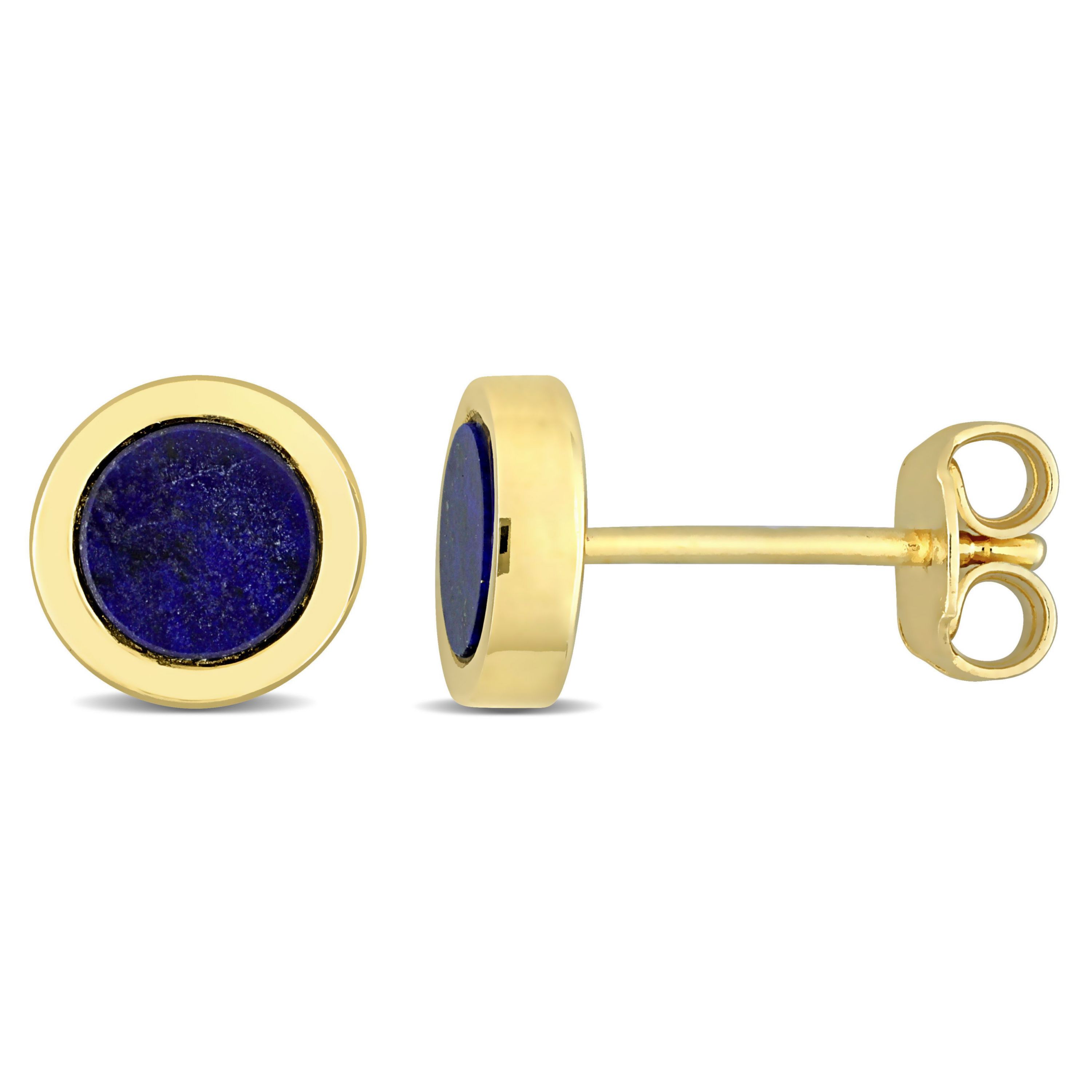 5/8 CT TGW Lapis Stud Earrings in Yellow Plated Sterling Silver