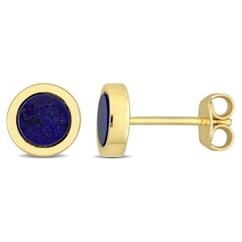 5/8 CT TGW Lapis Stud Earrings in Yellow Plated Sterling Silver