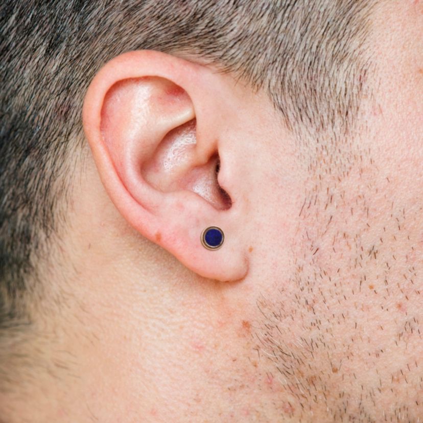 5/8 CT TGW Lapis Stud Earrings in Yellow Plated Sterling Silver