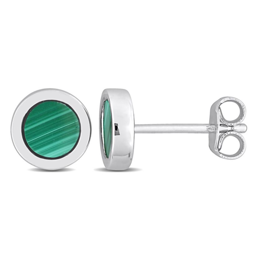 5/8 ct. t.g.w. Malachite Stud Earrings in Sterling Silver