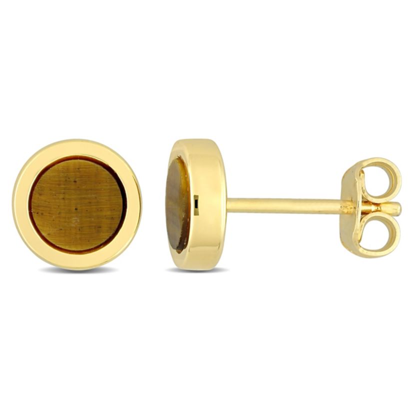 5/8 ct. t.g.w. Tiger Eye Stud Earrings in Yellow Plated Sterling Silver