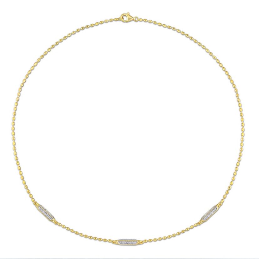 Lab Created 4/5 ct. t.g.w. Created White Sapphire Bar Necklace in Yellow Plated Sterling Silver