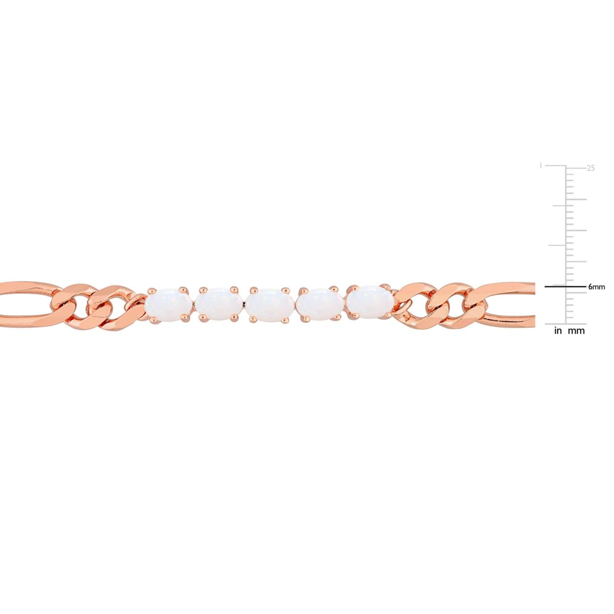 1.2 CT TGW Opal Birthstone Link Bracelet in Rose Plated Sterling Silver