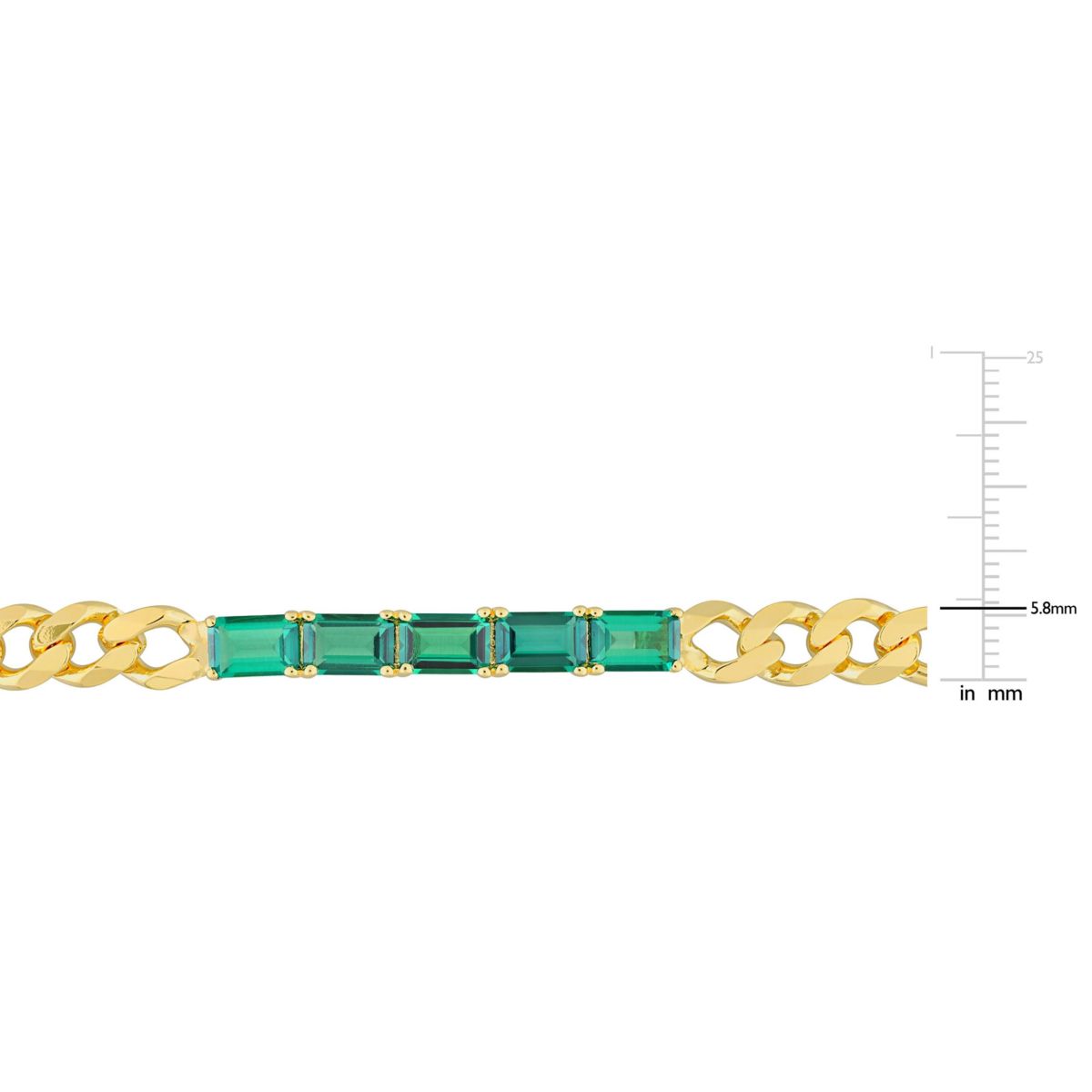 Lab Created 2.25 CT TGW Created Emerald Birthstone Link Bracelet in Yellow Plated Sterling Silver