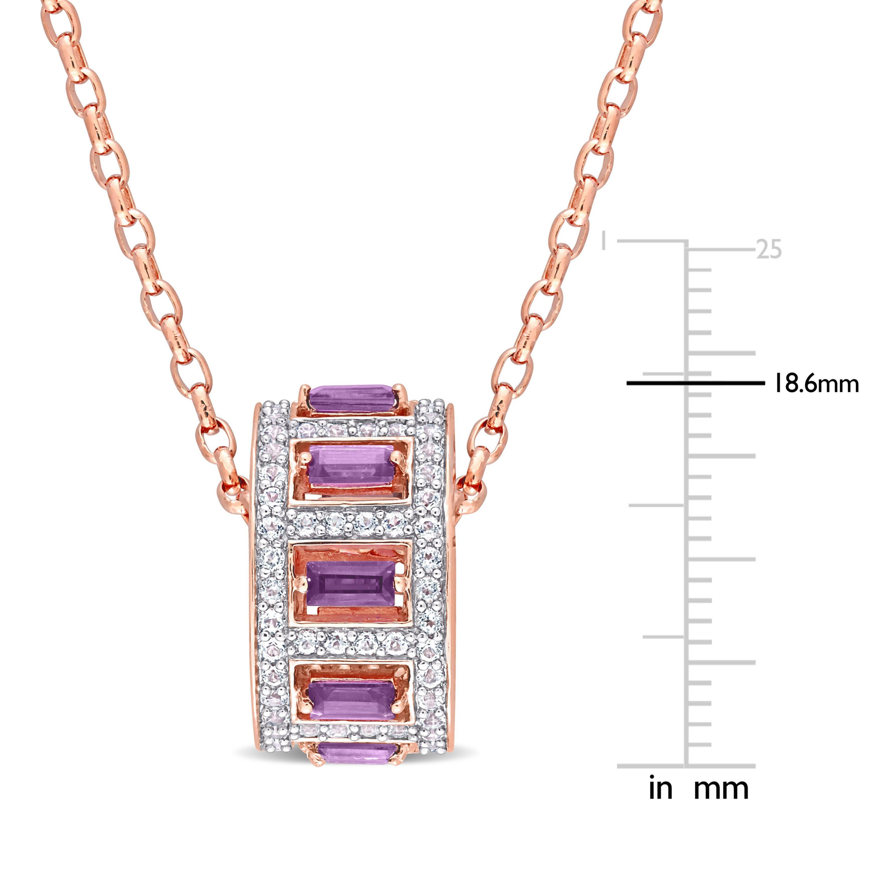 2.14 ct. t.g.w. African Amethyst & White Topaz Pendant with Chain in Rose Plated Sterling Silver