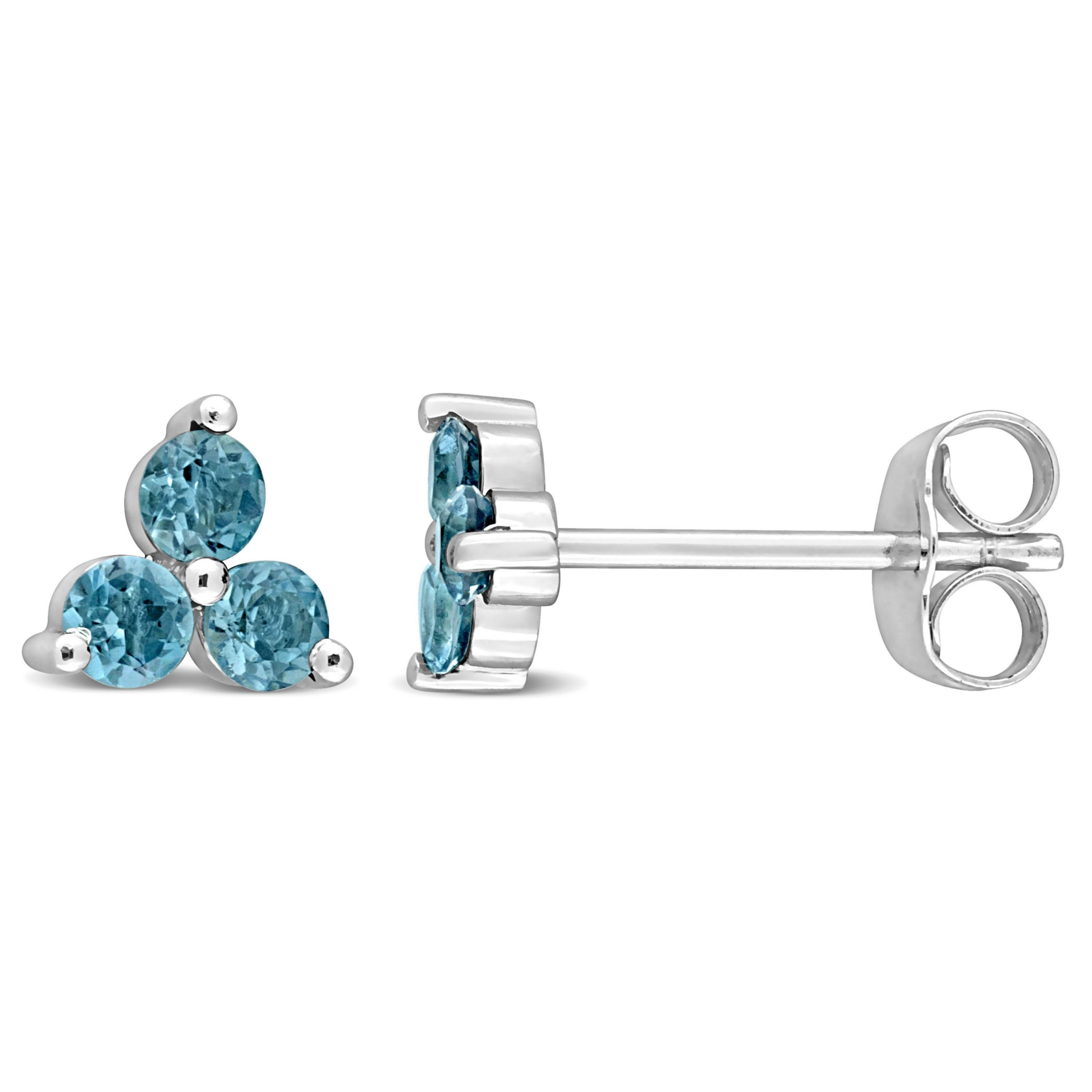 1/2 ct. t.g.w. London Blue Topaz Floral Stud Earrings in 10K White Gold