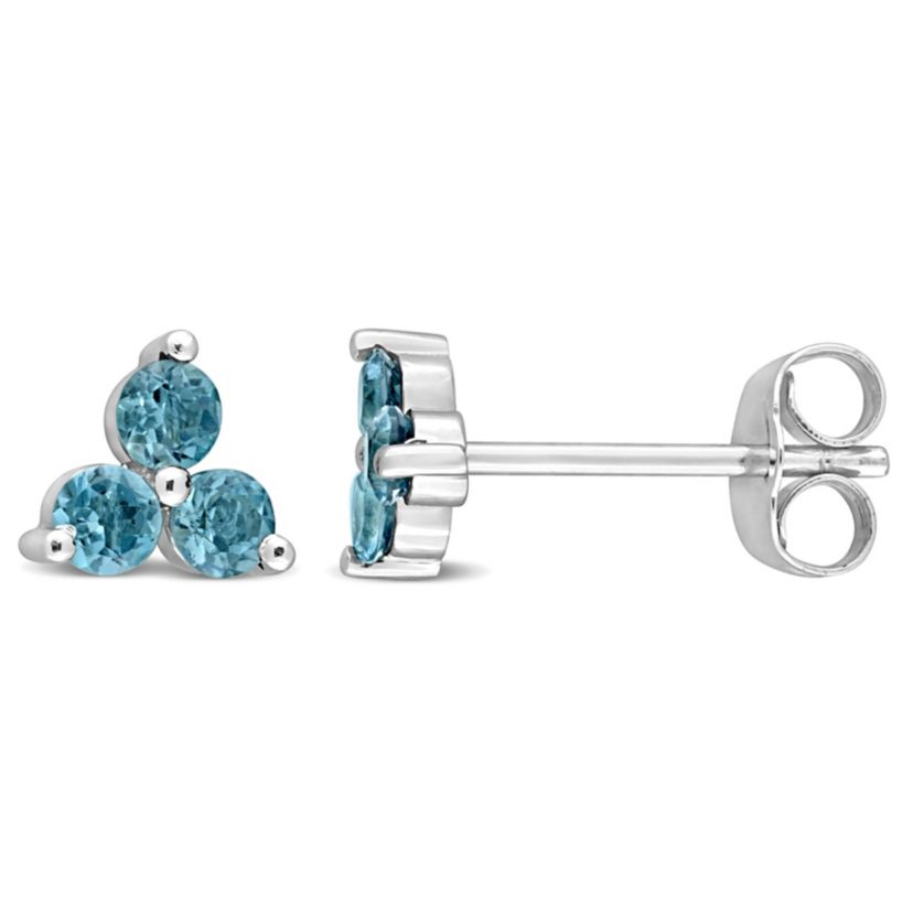 1/2 ct. t.g.w. London Blue Topaz Floral Stud Earrings in 10K White Gold