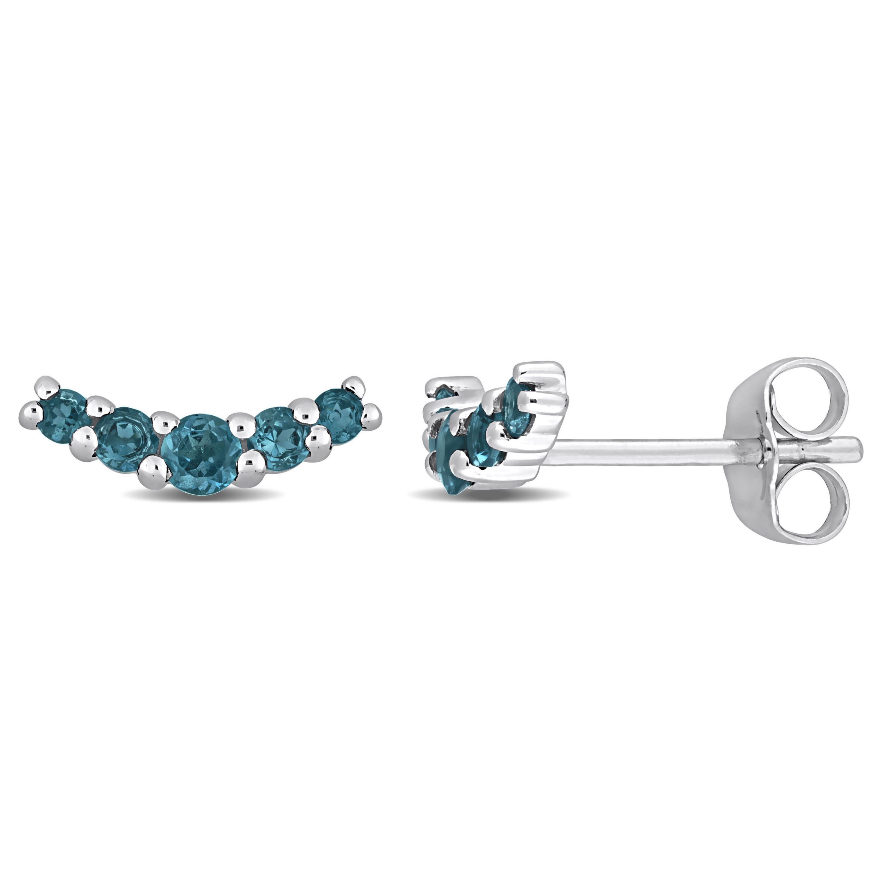 1/2 ct. t.g.w. London Blue Topaz Stud Earrings in 10K White Gold