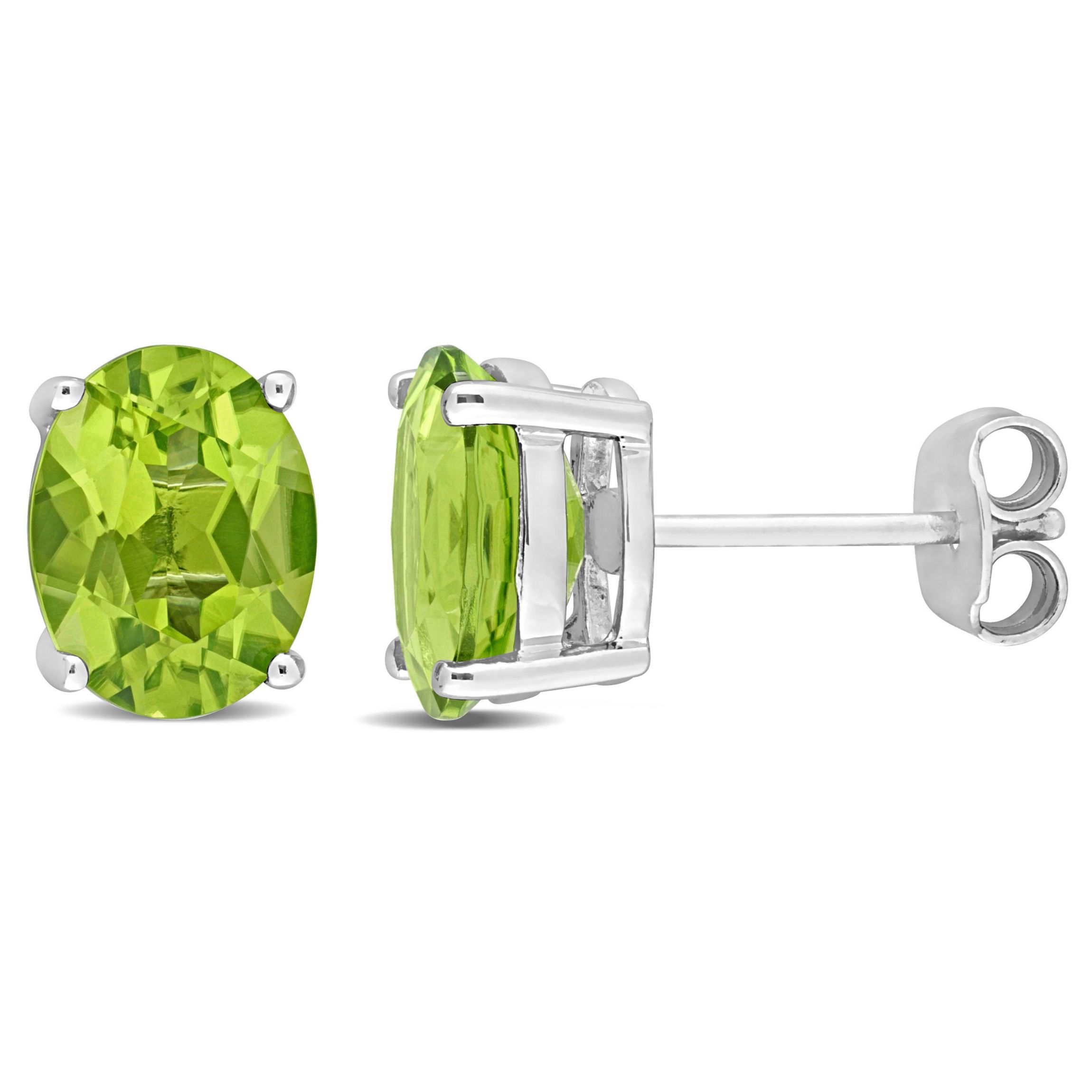 3.8 CT TGW Oval Peridot Stud Earrings in Sterling Silver