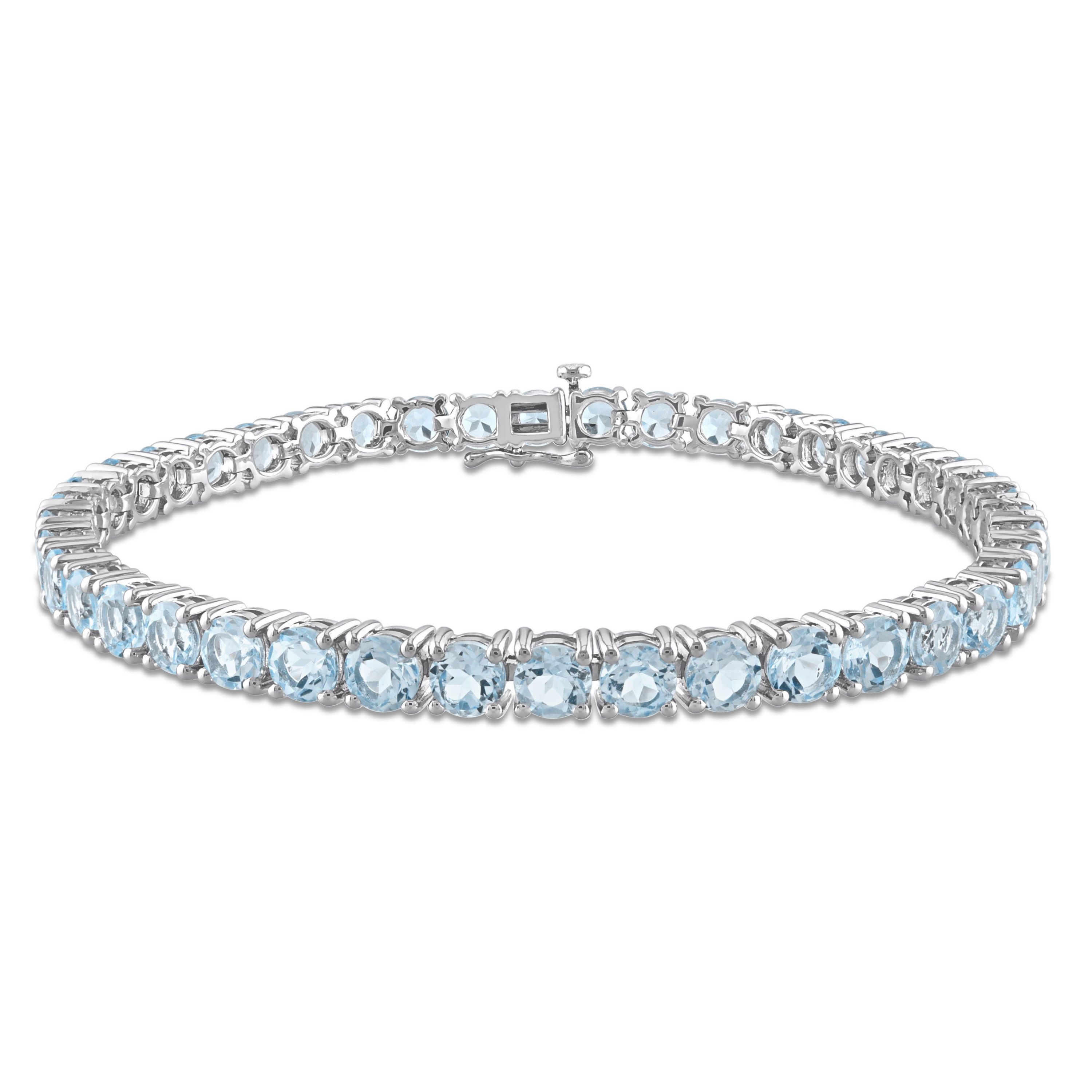 18.5 CT TGW Sky Blue Topaz Tennis Bracelet in Sterling Silver