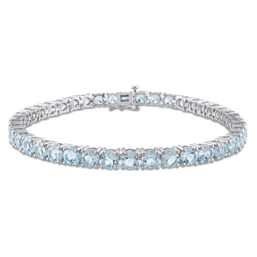 18.5 CT TGW Sky Blue Topaz Tennis Bracelet in Sterling Silver